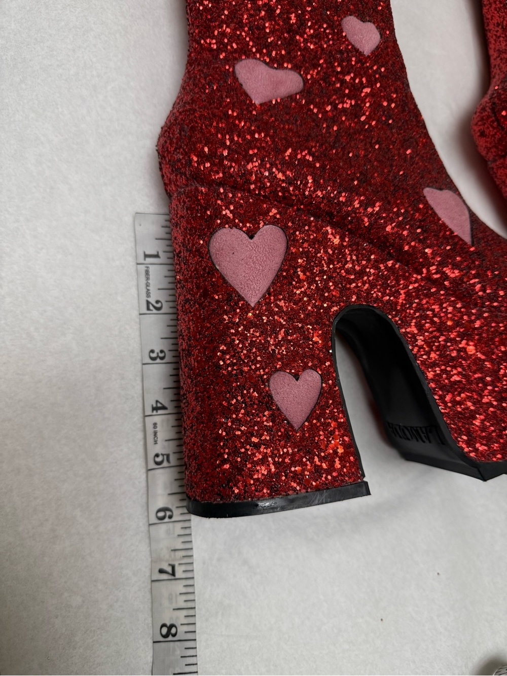 NWOT 💗Lamoda Red Glitter KEEPER CHUNKY PLATFORM ANKLE BOOTS 🩷 - Picture 7 of 12